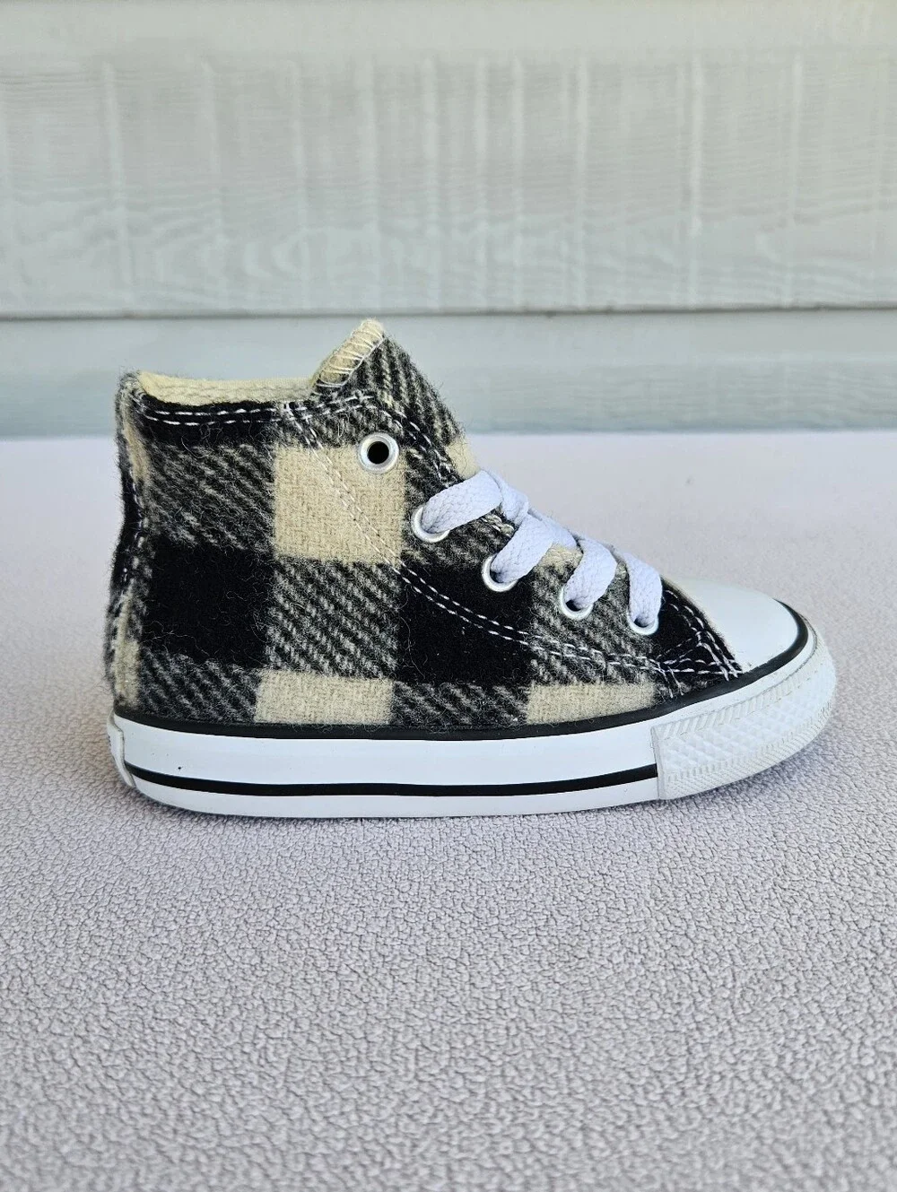 Converse x Woolrich CTAS High TD White Black Sneaker Toddler SZ 7 Plaid Wool